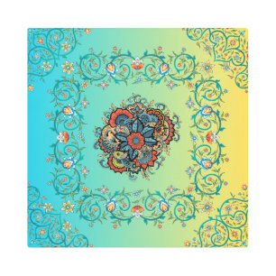 Mehndi Green Floral Art, Infinite Splendor Metal Print