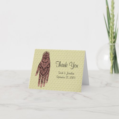 Mehndi Hand Design Wedding Thank You Card