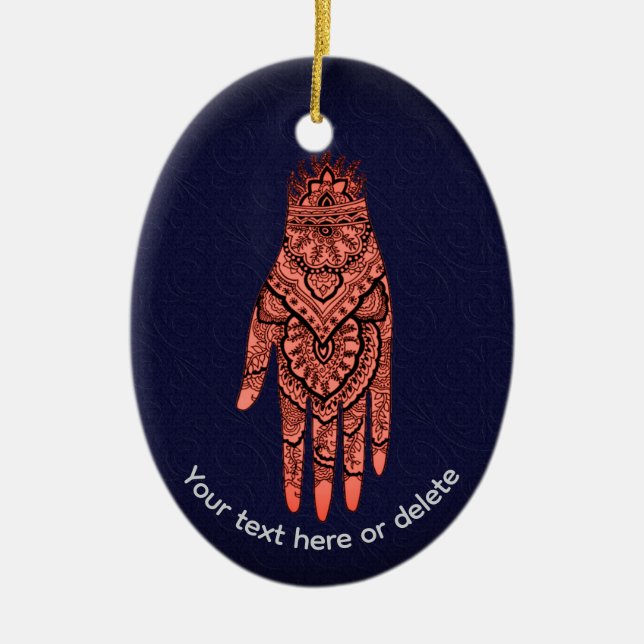 Mehndi Hand Tattoo Art  Ceramic Ornament (Front)