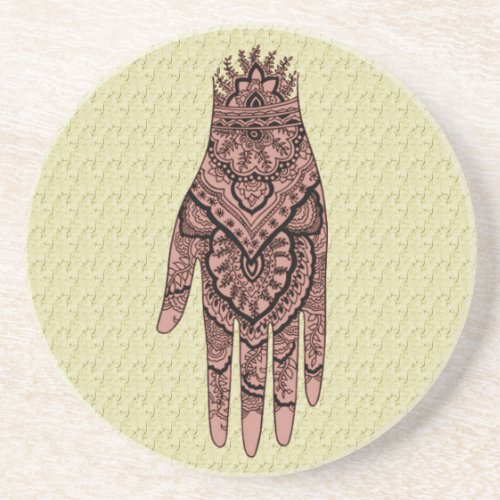 Mehndi Hand Tattoo Art Coaster