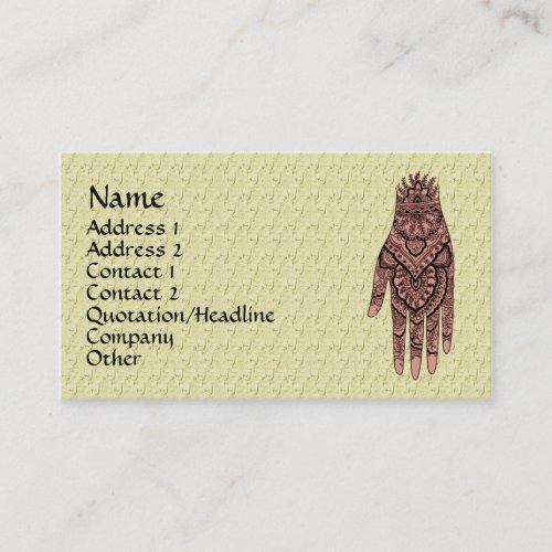 Mehndi Hand Tattoo Art Design Business Card