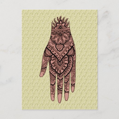 Mehndi Hand Tattoo Art Design Postcard