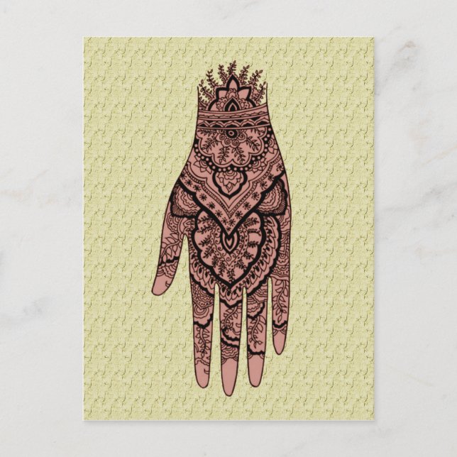 Mehndi Hand Tattoo Art Design Postcard (Front)