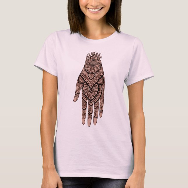 Mehndi Hand Tattoo Art Design  T-Shirt (Front)
