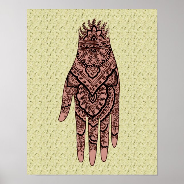 Mehndi Hand Tattoo Art Poster (Front)