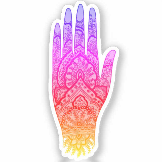 Mehndi Hand Tattoo Art Rainbow Sticker (Front)