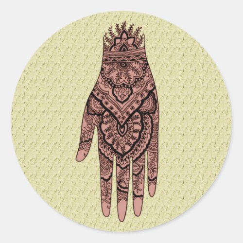 Mehndi Hand Tattoo Body Art Design  Classic Round Sticker