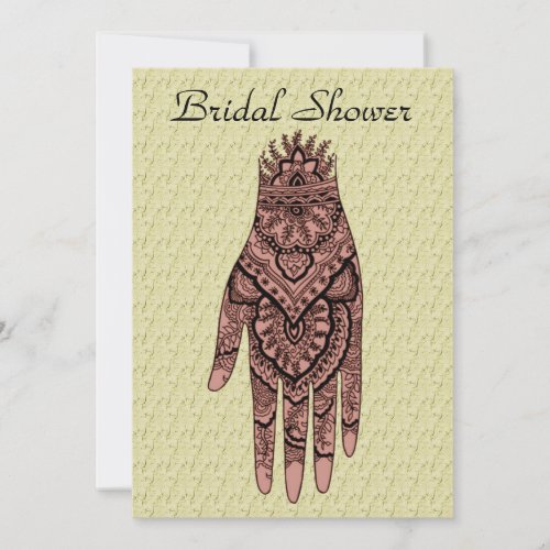 Mehndi Hand Tattoo Design Bridal Shower Invitation