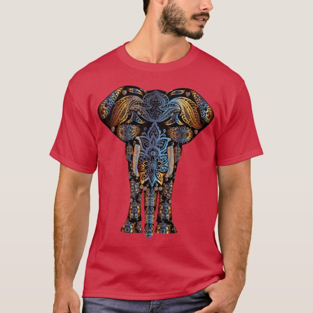 mehndi henna elephant colorful psychedelic tshirt (Front)