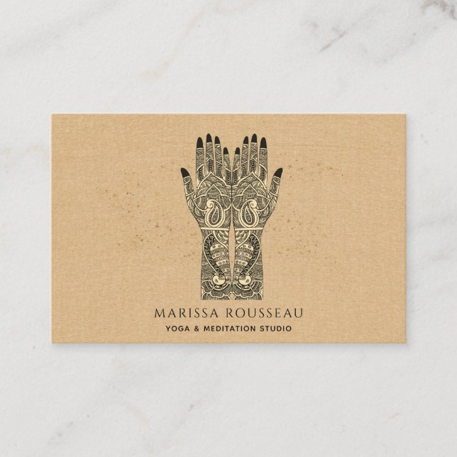 Mehndi Henna Hands Yoga Studio  Business Card (Front)