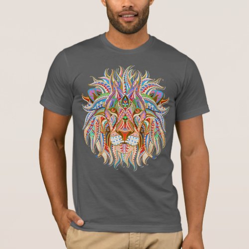 mehndi henna lion colorful psychedelic tshirt