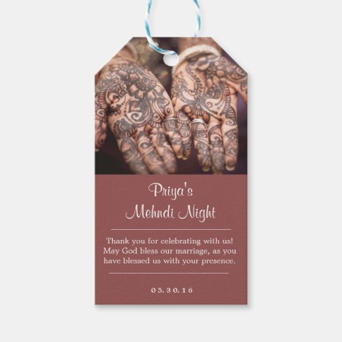 Mehndi Henna Night Thank You Gift Tags