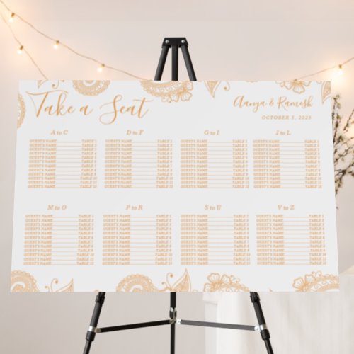 Mehndi Henna Wedding Wedding Seating Chart Foam Board