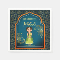 Mehndi Indian Arabian patterns design teal green