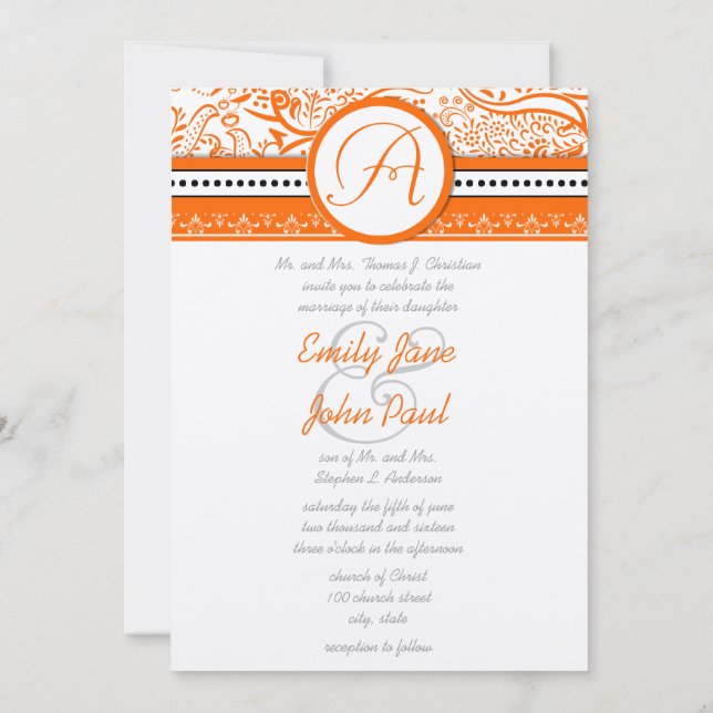 Mehndi Indian Coral Orange Love Birds Wedding Invitation (Back)
