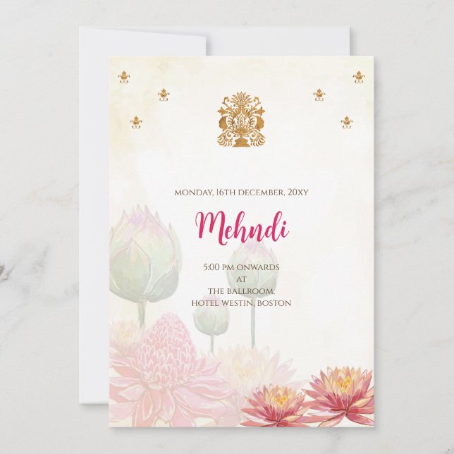 Mehndi invitation Digital Indian wedding invites (Front)