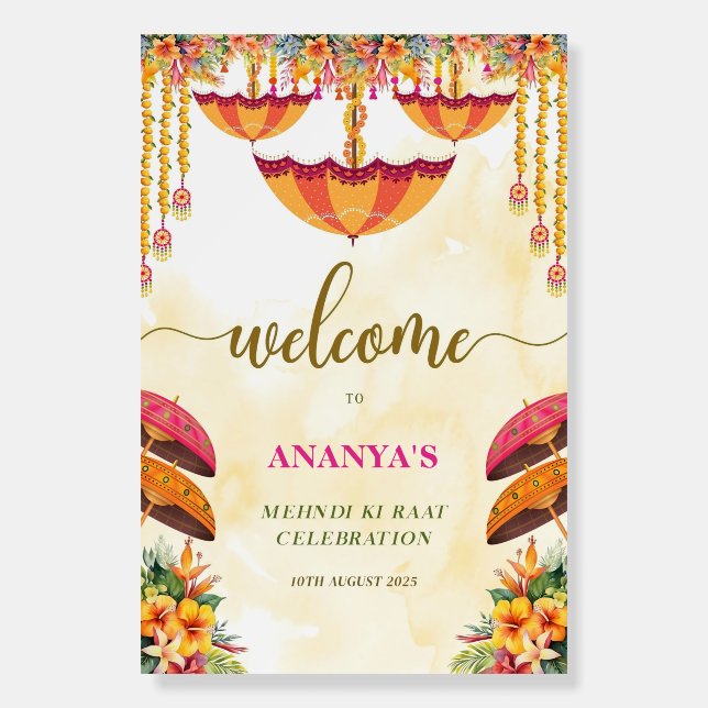 Mehndi Ki Raat Welcome Sign, Mehndi Welcome Signs (Front)