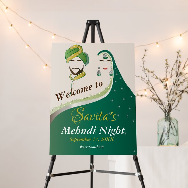 Mehndi Night Foam Board Welcome Sign (In Situ (Stand))