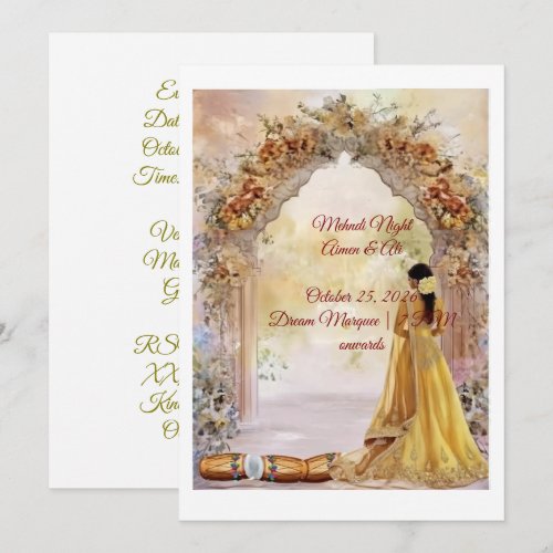 Mehndi Night Invitation Card 2026 | Mughal Floral