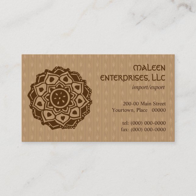 Mehndi Ornamental Business Cards (Front)