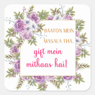 mehndi party gift bags square sticker