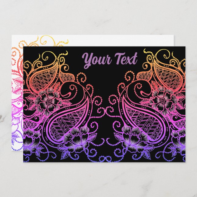 Mehndi rainbow Invitation (Front/Back)