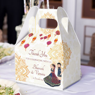 Mehndi & sangeet manadala and cute Indian couple Favor Boxes