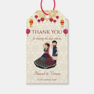 Mehndi & sangeet manadala and cute Indian couple Gift Tags