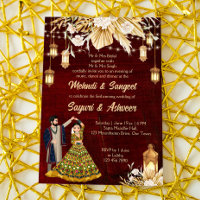 Mehndi Sangeet maroon Indian dancing couple
