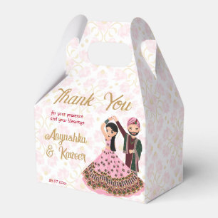 Mehndi sangeet pink gold Indian wedding template Favor Boxes