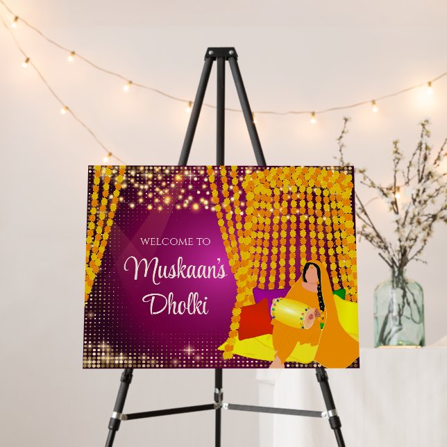 Mehndi signs Dholki Welcome Signs, Dholki decor (In Situ (Stand))