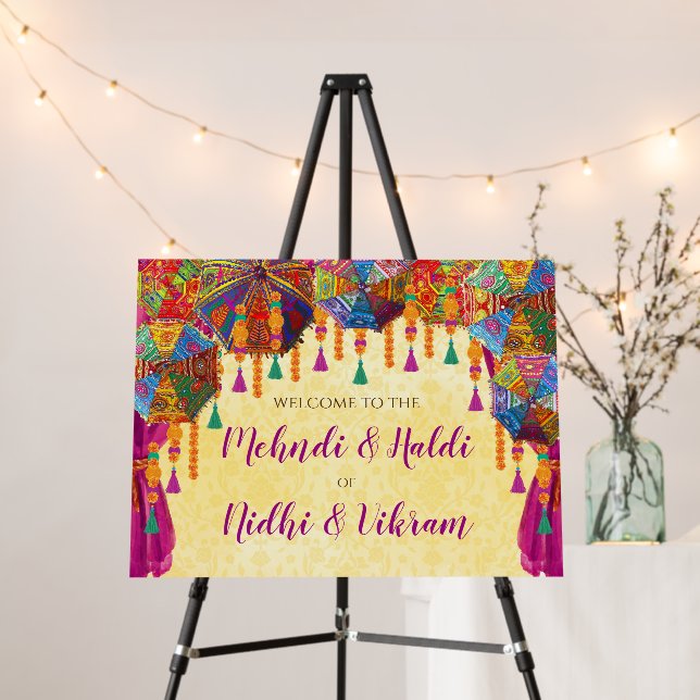 Mehndi Signs & Mehndi poster Mendhi welcome board (In Situ (Stand))