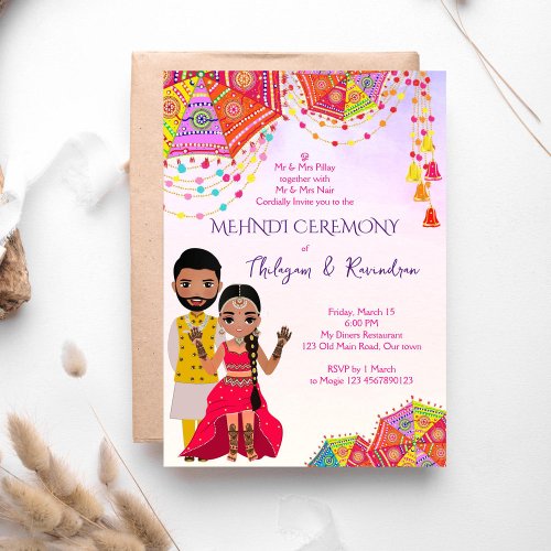 Mehndi South Indian Tamil wedding invitation