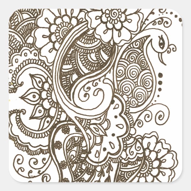 Mehndi Square Sticker (Front)