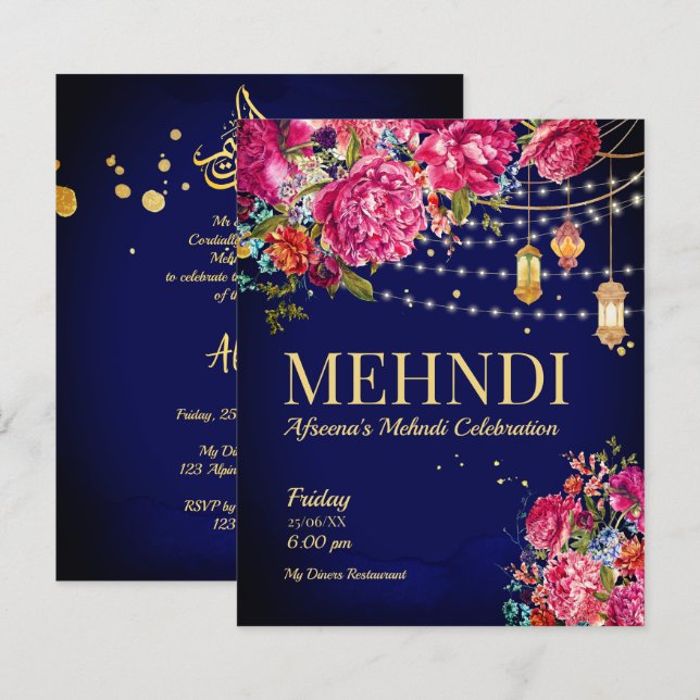 Mehndi Starry night Arabian lanterns floral Invita (Front/Back)