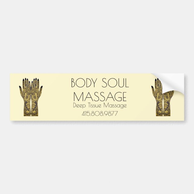 Mehndi Tattoo Hands Promotional Massage Holistic Bumper Sticker (Front)