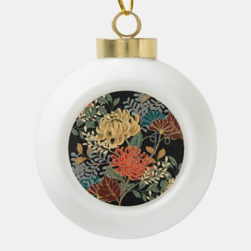 Mehndi Tracery Tile Ethnic Seamless Design Ceramic Ball Christmas Ornament