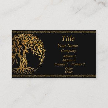 Mehndi Tree Of Life (gold) Business Card by HennaHarmony at Zazzle