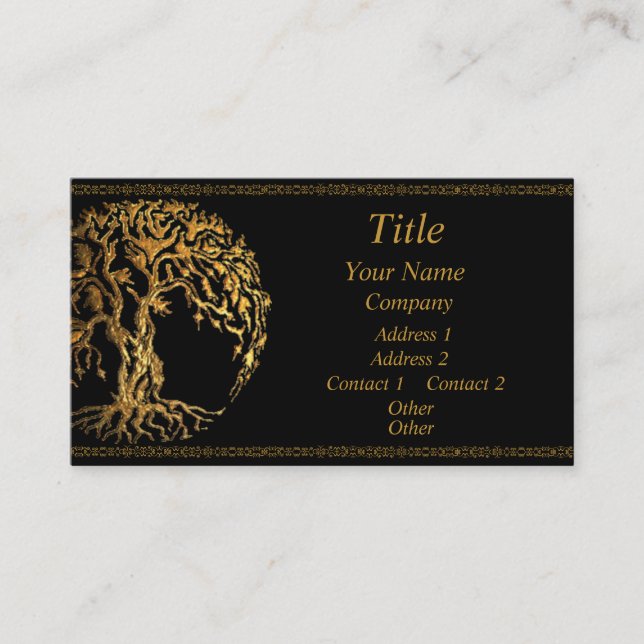 Mehndi Tree of Life (Gold) Business Card (Front)