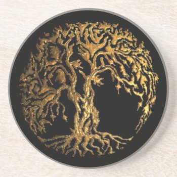 Mehndi Tree Of Life (gold) Coaster by HennaHarmony at Zazzle