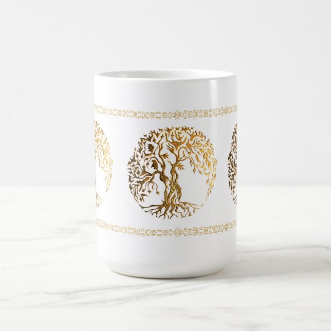 Mehndi Tree of Life (Gold) Coffee Mug (Center)