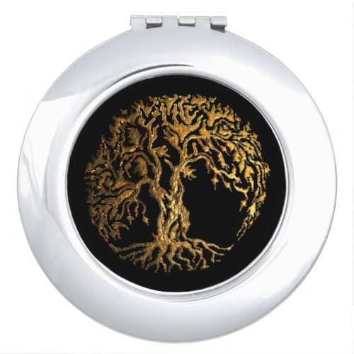 Mehndi Tree of Life Gold Henna Compact Mirror