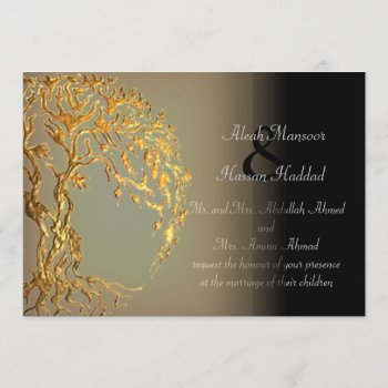 Mehndi Tree Of Life (gold) Invitation by HennaHarmony at Zazzle