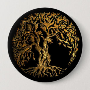 Mehndi Tree of Life (Gold) Pinback Button