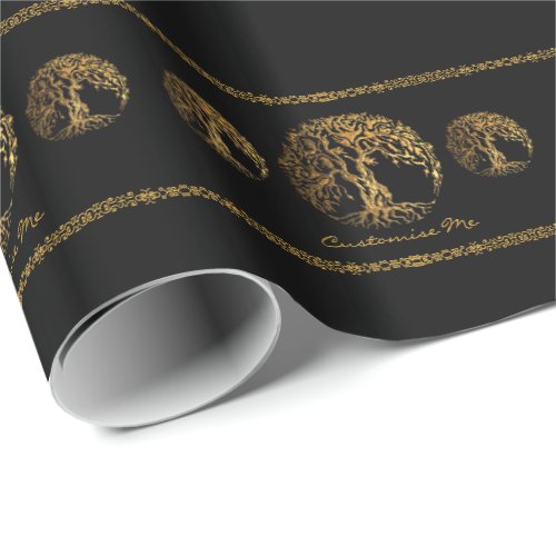 Mehndi Tree of Life Henna Gold Wrapping Paper