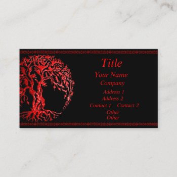 Mehndi Tree Of Life (henna) (red) Business Card by HennaHarmony at Zazzle