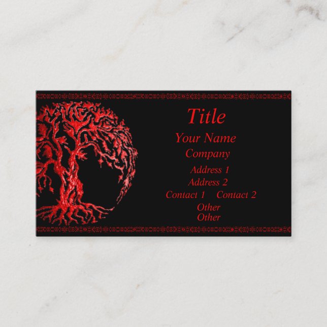 Mehndi Tree of Life (Henna) (Red) Business Card (Front)