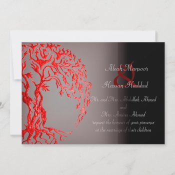 Mehndi Tree Of Life (henna) (red) Invitation by HennaHarmony at Zazzle