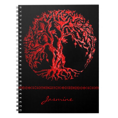 Mehndi Tree of Life Henna Red Notebook