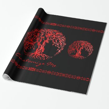 Mehndi Tree Of Life (henna) (red) Wrapping Paper by HennaHarmony at Zazzle